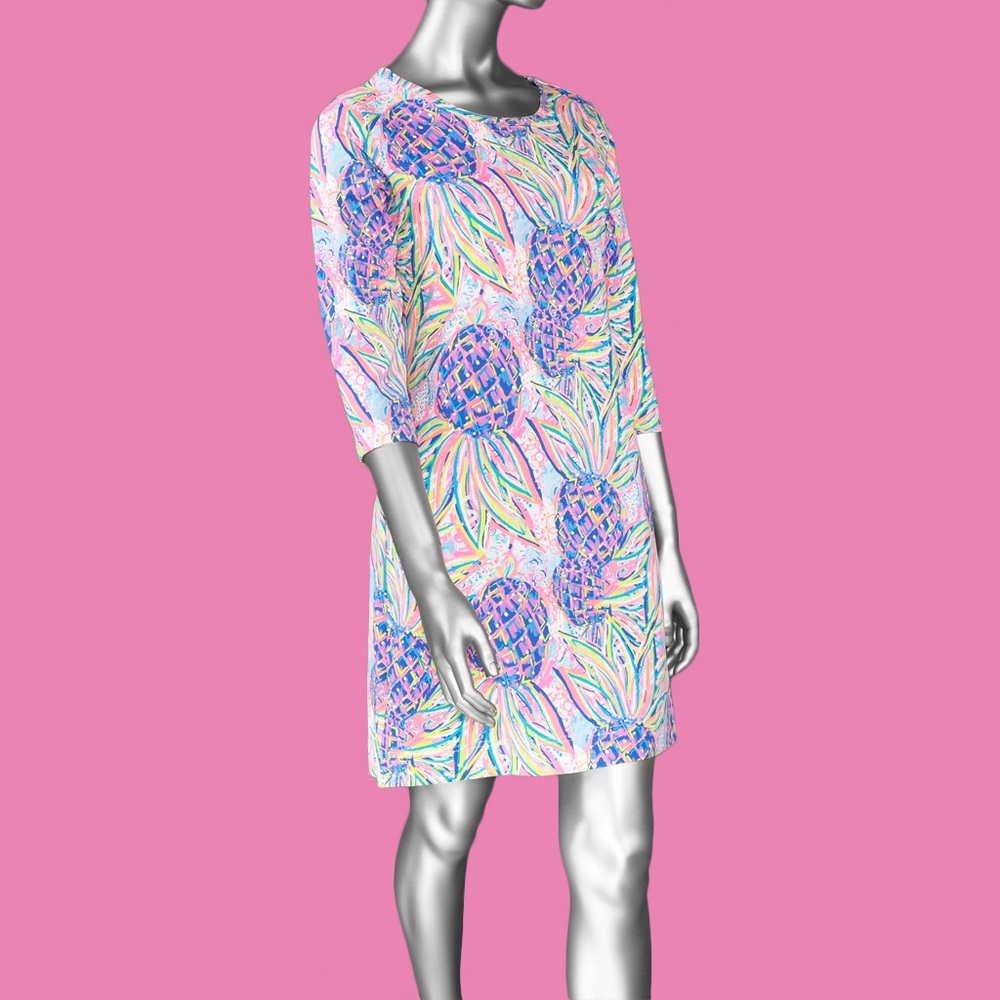 NWT. Lulu-B travel dress in neon pineapple print. UPF 50+
